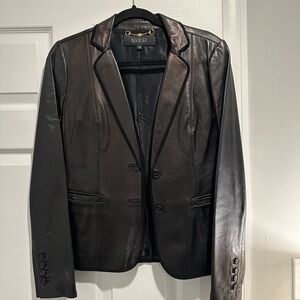 Gucci Black Leather Blazer